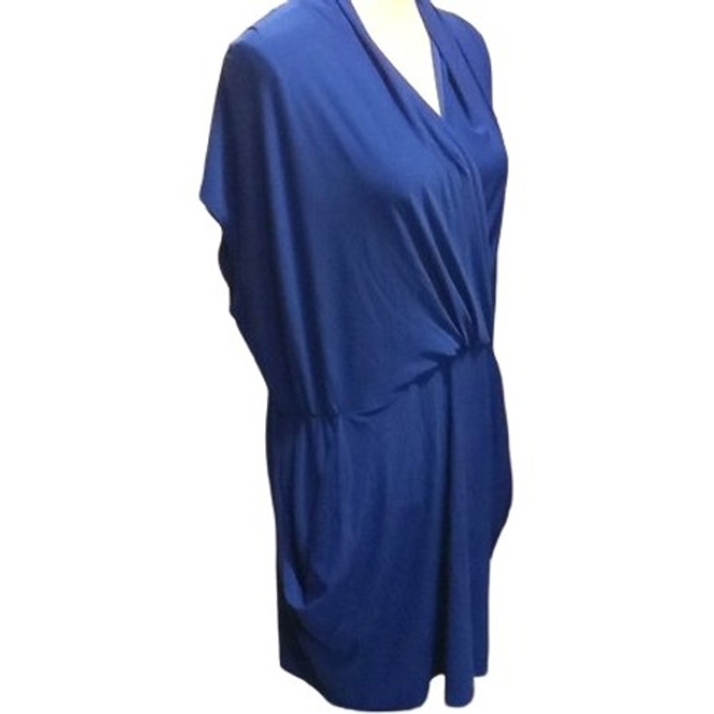 Love Squared Dress Blue Women's Size XL Gathered Waist Pocketed Knee Length